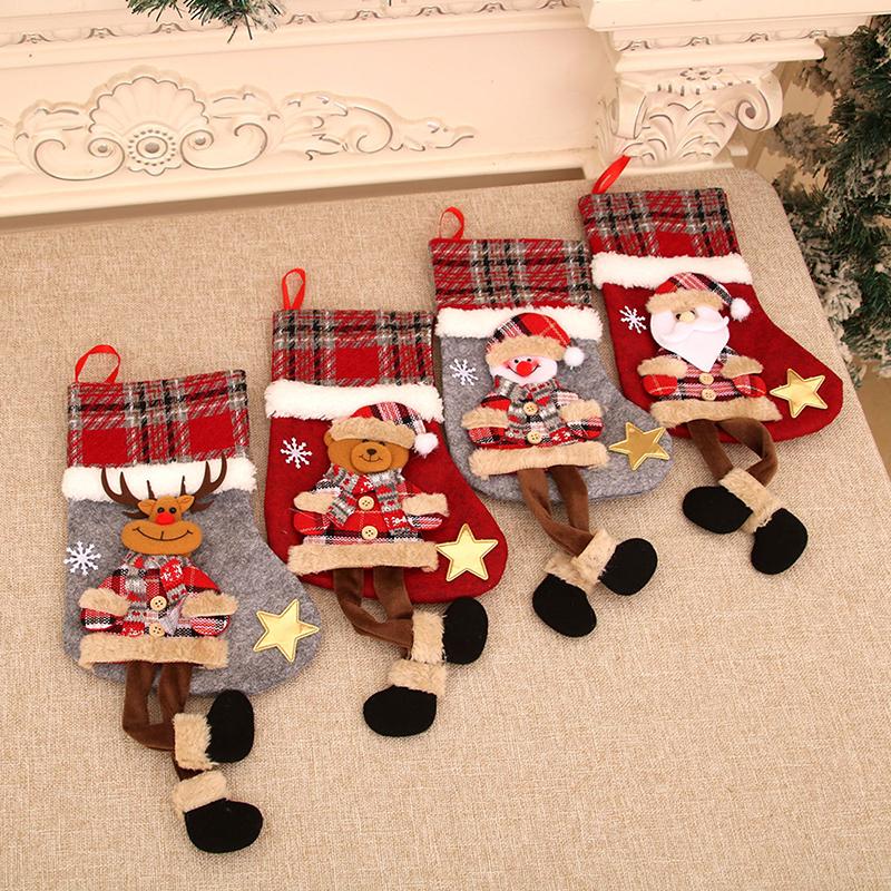Рождественский чулок Подвеска на рождественскую елку Снеговик Санта Лось Медведь Детский подарочный пакет Семейные украшения для вечеринки Новогодние подарки