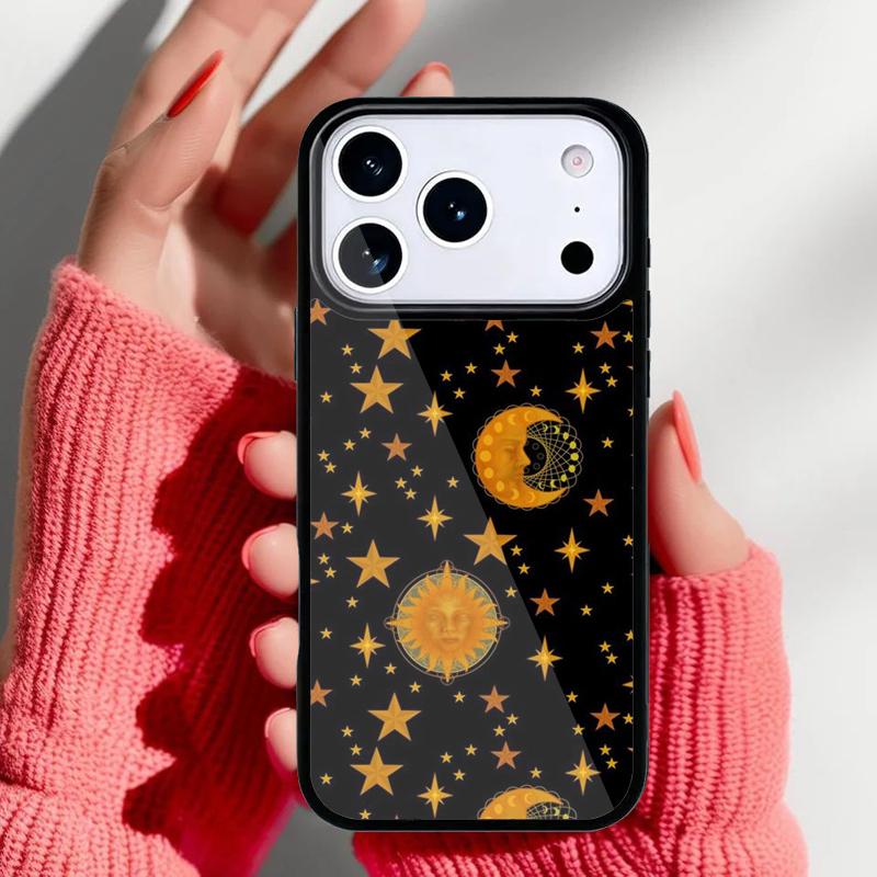 Винтажный чехол для телефона с луной, солнцем и звездами для iPhone 17 Air 16e 15 14 13 Pro Max Задняя крышка для 12 11 Pro Coque