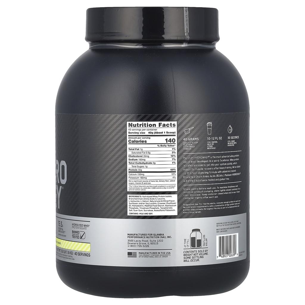 Platinum Hydro Whey, Velocity Vanilla, 1.59 Kg (3.5 Lbs)