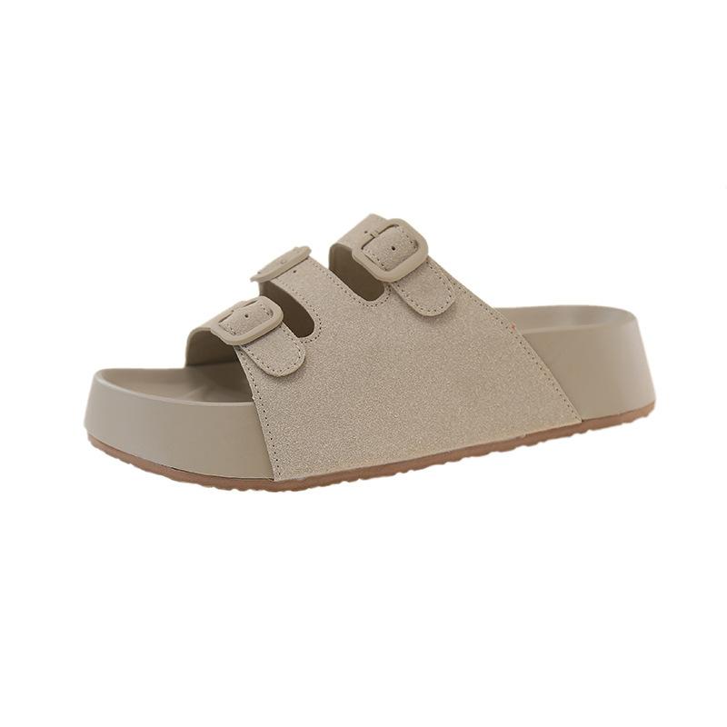 Шлепанцы на толстой подошве женские для улицы 2025 лето новая мода кэжуал ретро пряжка кэжуал однословные крутые шлепанцы