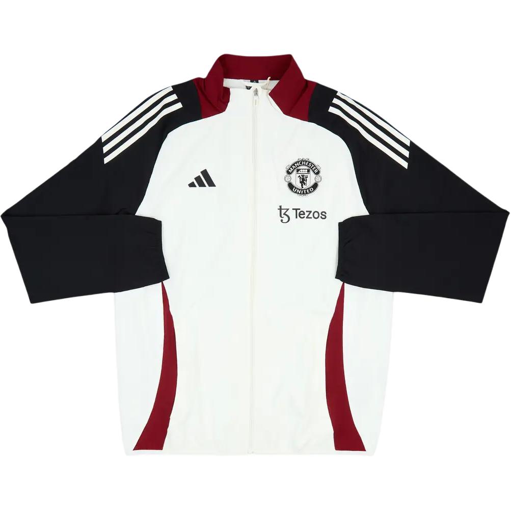 Adidas Manchester United 2024-25 Season Color Block Striped Logo Print Long Sleeve Jacket Unisex Jacket JE3740