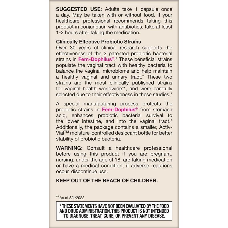 Jarrow Women Fem-Dophilus Lactobacillus 1 миллиард вегетарианских капсул, 60 таблеток, 1 единица