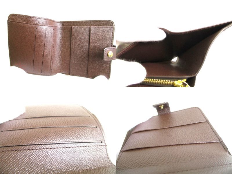 Оригинальный складной кошелек LOUIS VUITTON Damier Brown из кожи, компактный, на молнии, #9750. Открытая коробка
