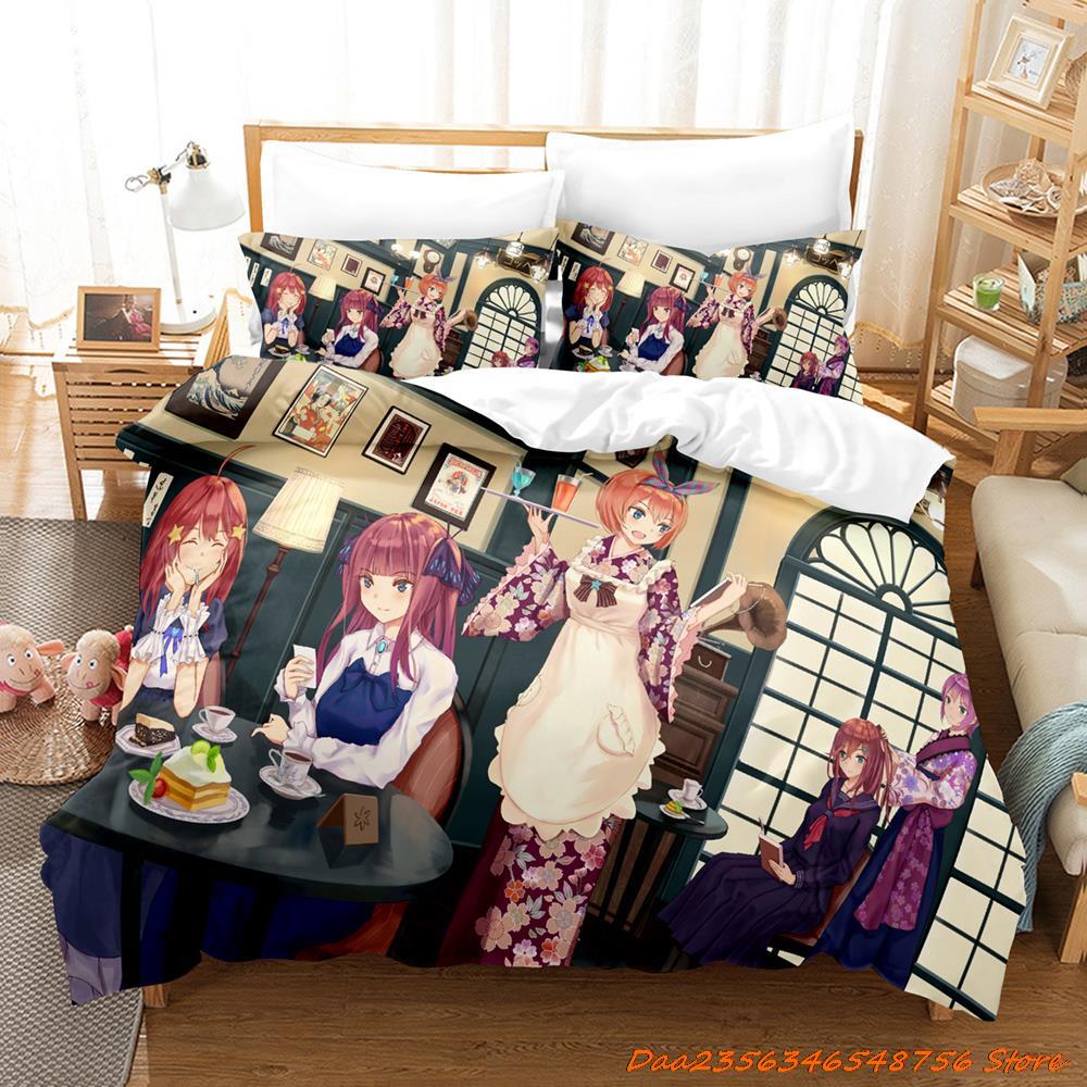 Personality The Quintessential Quintuplets Комплект постельного белья Single Twin Full Queen King Size Комплект постельного белья Adult Kid Bedroom Duvetcove