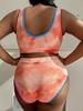 Plus Size Women's Color Block Tie-Dye Tankini Swimsuit P017