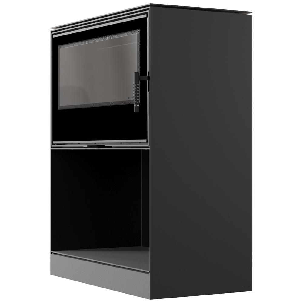Wood burning steel stove KRATKI KARI 95 Ø 180 14 kW recess for wood black thermotec self closing door