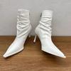 Fashion 2024 Brand Shoes Female Mid-Calf Women's Boots Elegant Modern Boots Women Sewing Pointed Toe Back Zip Thin Heels Shoes Women