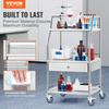 VEVOR Lab Serving Cart, 3 Layers Stainless Steel Utility Rolling Cart, Medical Cart with A Drawer, Dental Utility Cart with Lockable Wheels