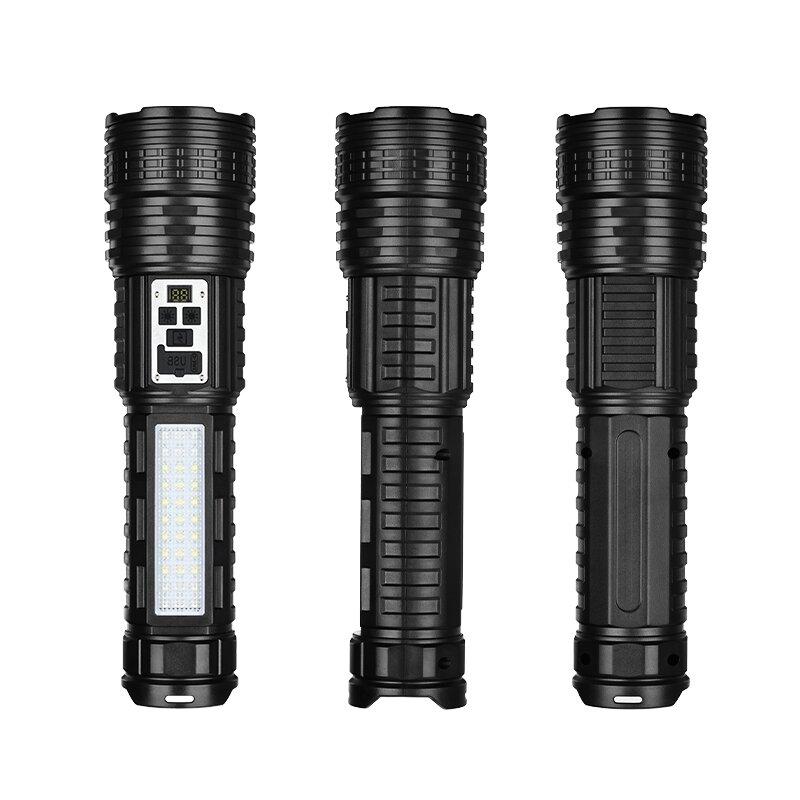 Супер Большой Фонарик USB Перезаряжаемый Самый Мощный Светодиодный Фонарь Дальнобойный Фонарь Зум Уличная Лампа С Цифровым Индикатором Мощности
