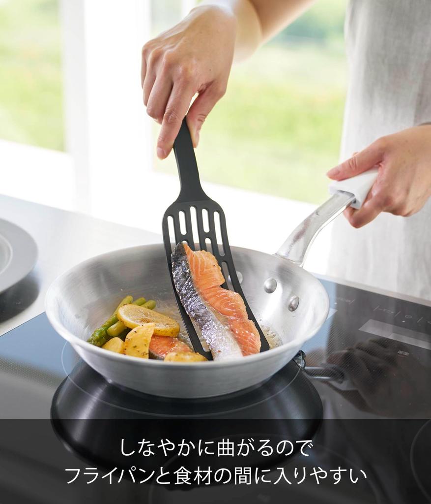 Yamazaki Tower Silicone Handle Long x x Dishwasher Floating 1502 Turner, Black, W6.5 D5.5 H30cm, Safe, Tip,