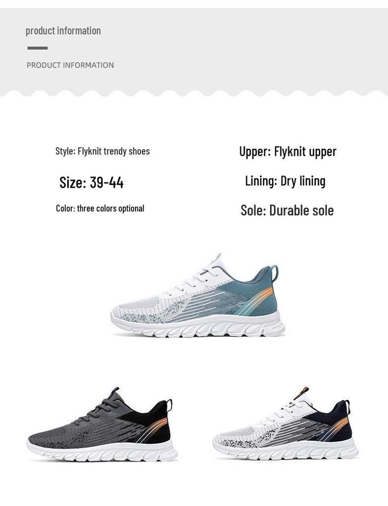 Jin Shi Yuan | Мужские беговые кроссовки Flyknit - Большой размер, Дышащие, Легкие, Удобные мокасины
