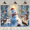 1 piece - Christmas snowman and animal background polyester fiber suitable for weddings and general decorationZL