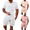 Men's Summer Solid Color Casual Fashion Loose Short-Sleeved Shorts Shirt Suit