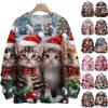 Women's Fashion Round Neck Casual Long Sleeve Christmas Cute Printed Woolen Knit Top