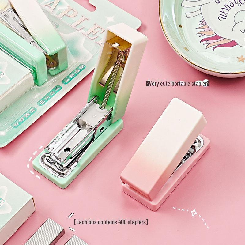 Мини-градиентный степлер Macaron, портативный степлер, облегчающий труд студентов и офисного использования