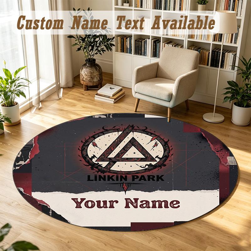 Round Rug Custom NameLinkin Park Pattern Non Slip Carpet Home Floor Decor