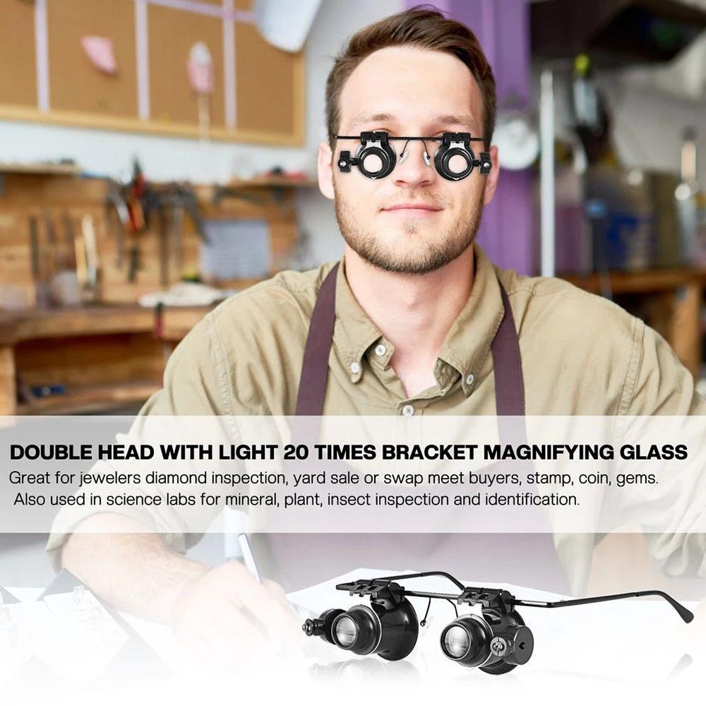 Professional Magnifier Jeweler Inspect Tool Watch Repair 20X Magnifier Double Eye Glasses Type