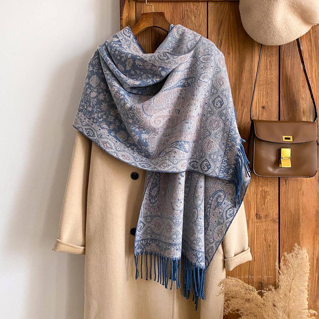 Bohemian Versatile Jacquard Cashew Ethnic Style Big Shawl Women'S Scarf Vintage Tassel