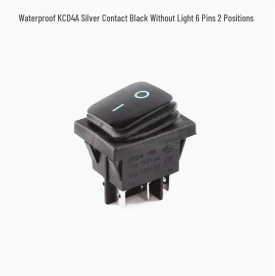 Waterproof 3-Position Rocker Switch KCD4, 4/6 Pins with Light, Anti-Collision Copper Pins, Boat-Style.