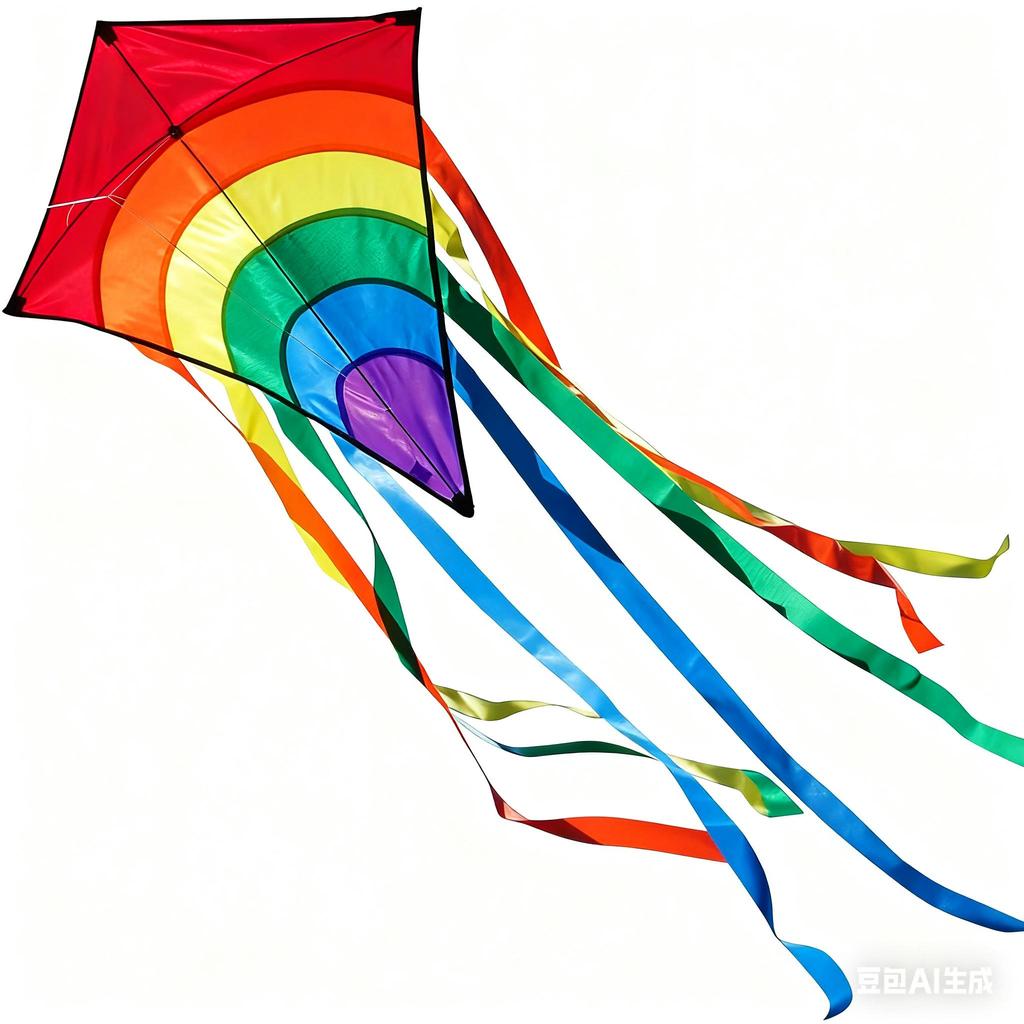 CIM Rainbow Eddy Children's Kite Single Line Flight Kite for Children from 3 Years 65 X 72 Cm Includes 80 M Kite Cord and 8 X 105 Cm Strip Tails