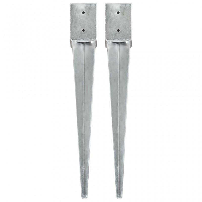 Day and Night - Day and Night Ground Spikes 2 Pcs Silver Galvanized Steel 10x10x76 Cm