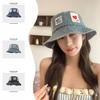 Spring and Summer Stamp Denim Fisherman Hat Female Student Couple Sun Protection Vacation Vacation Pot Hat Sun Hat Sun Hat