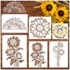 Large, Garden Sunflowers, Flowers, DIY, Hollow Out Painting Template, Made of PET Material, Easy To Clean, Artistic Decoration