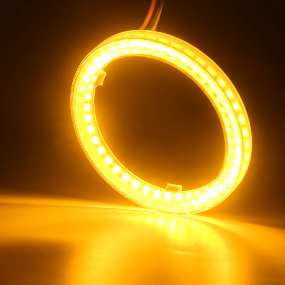 Светодиодная фара YongMing Squid Ring 80MM4014102, нити с двухсторонним скотчем, белый + янтарный, 2-цветное переключение, DC12V, 2 шт.