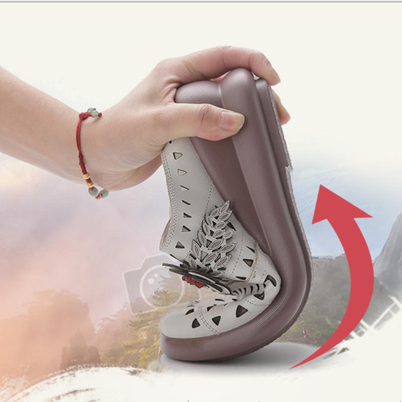 Летние туфли на платформе для женщин, сандалии без застежек, мягкие и удобные шлепанцы из натуральной кожи, дышащие шлепанцы, женские туфли на танкетке, тапочки, обувь 2025