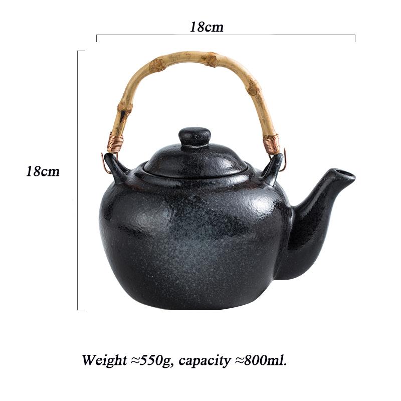 Japanese Style Tea Set Teapot Ceramic Household Tea Maker Drinking Tea Cup Single Pot Creative Bamboo Handle Teapot Set