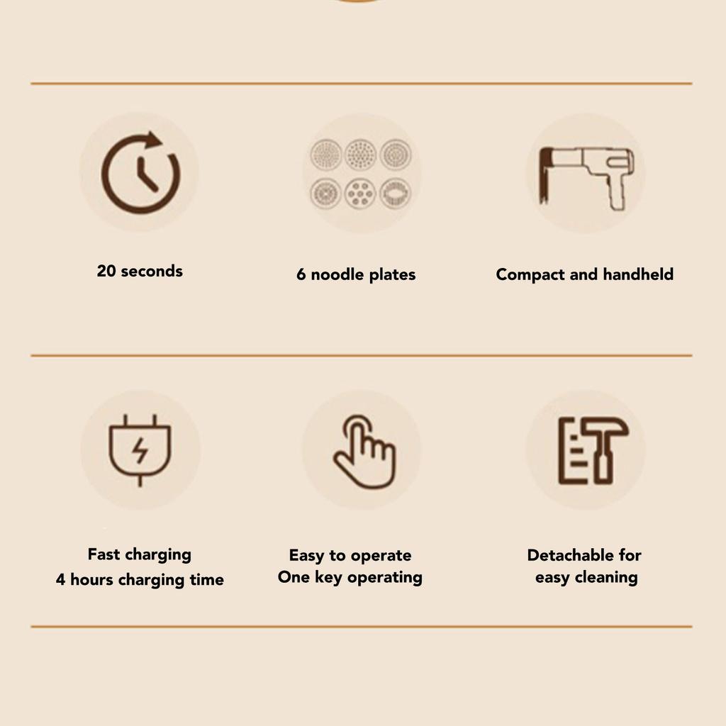 Электрическая машинка для приготовления пасты Беспроводная Автоматическая Портативная Ручная Машина для приготовления лапши с 6 насадками для лапши и резаком для домашней кухни