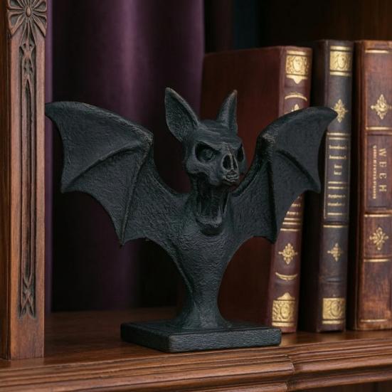 Creative Halloween Gifts 3D Printed Bat Figurine, Gothic Black Sculpture, Spooky Fireplace Decor Tabletop Ornament for Home Shelf Desk Decoration