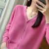 New Spring and Summer Ice Silk Cardigan for Women Korean Version Simple Casual Solid Color Top Sun Protection V-neck Slimming Sweater Jacket