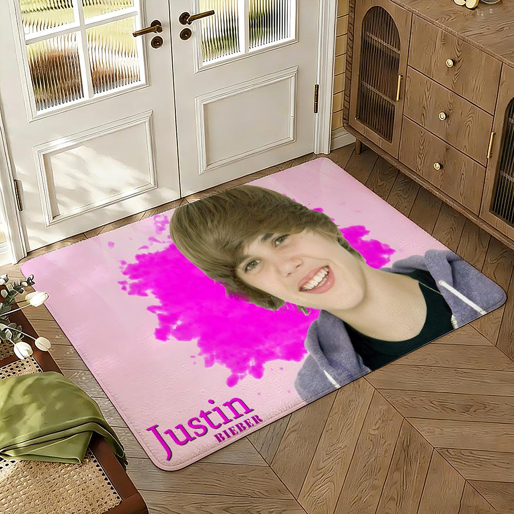 Hot Singer J-Justin B-Bieber Floor Mat Soft Thickened Absorbent Non-Slip Bedroom Living Room Door Mat Home Decor Flannel Rugs