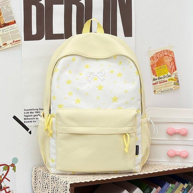 Schoolbag Junior high school student High school bag Girl primary school student Large capacity backpack Cute star full print College student backpack