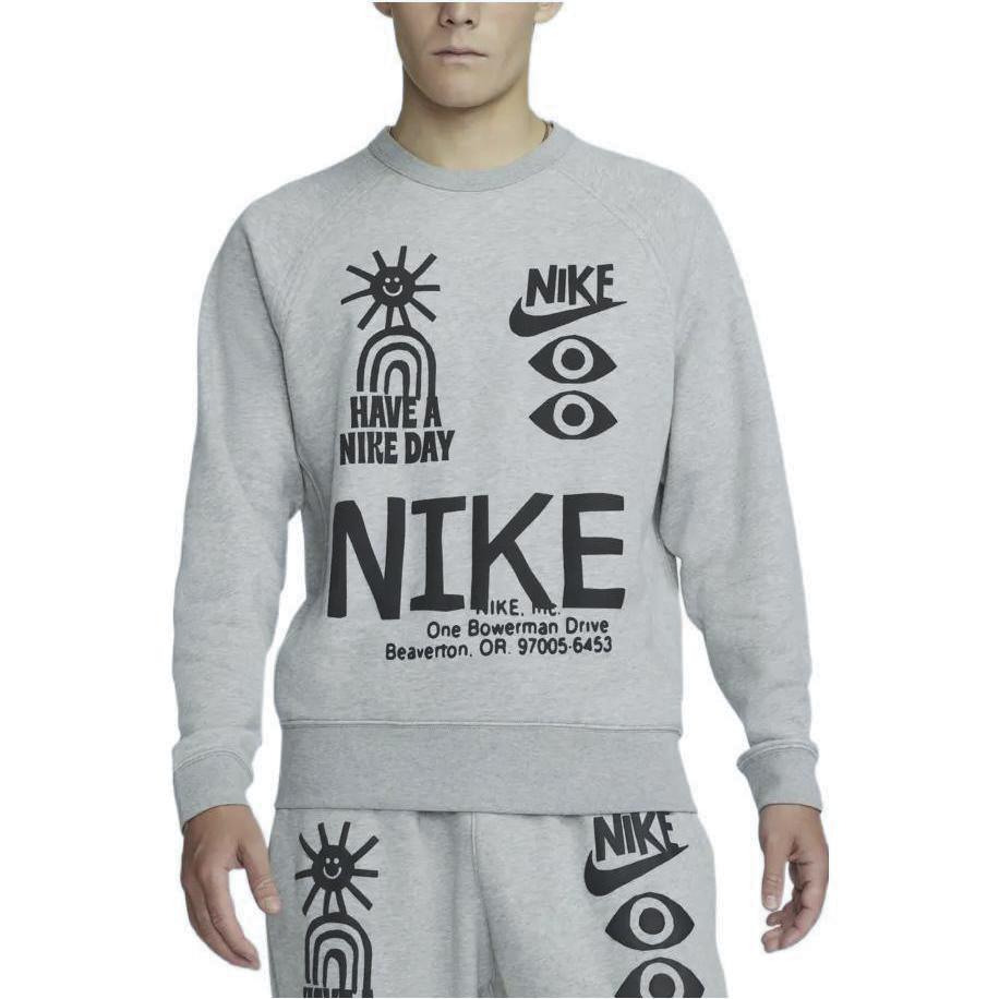 Nike Пуловер с длинными рукавами и принтом логотипа, мужские топы, серый DQ4170-063