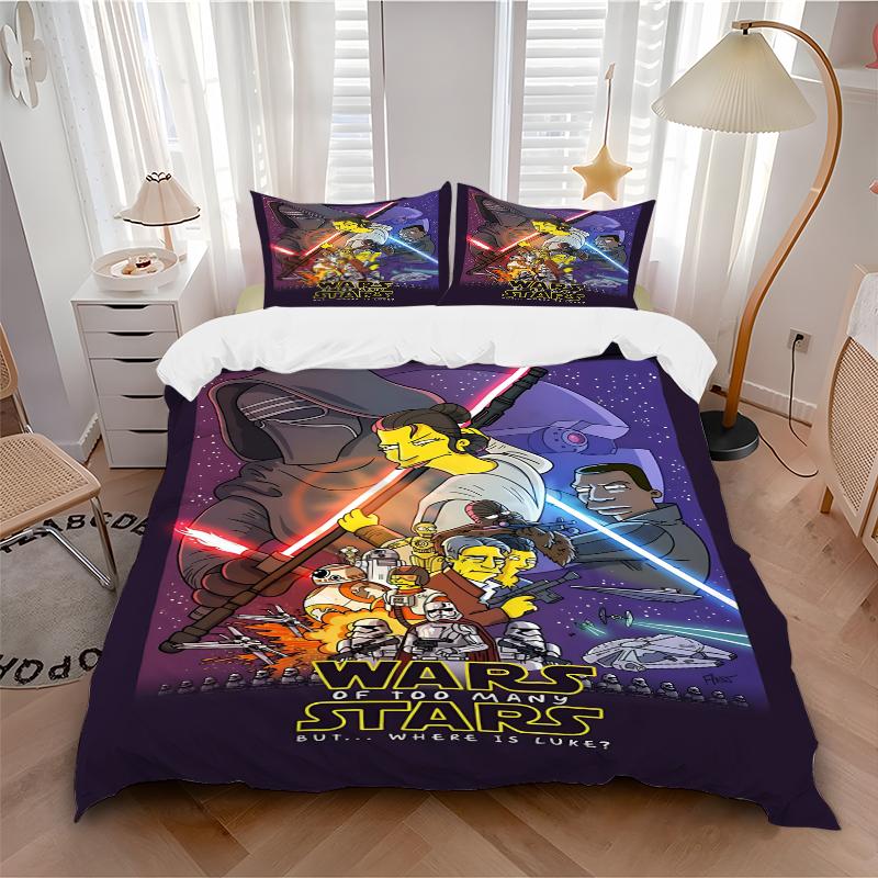 3Pcs Star Wars Simpson Mashup Bedding Set Quilt Cover Pillowcase Home Christmas Xmas Halloween Gift 1 Duvet Cover 2 Pillowcase S921886