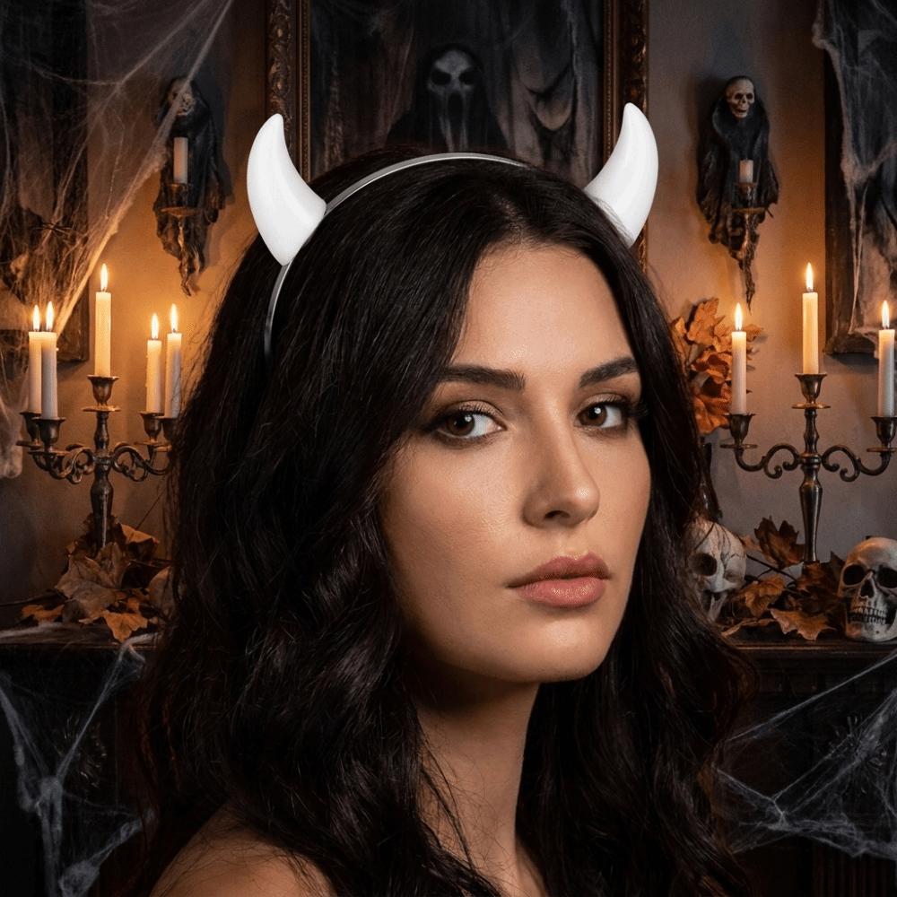Resin Devil Horn Hairband Glossy Anime Headband Gothic Ox Horn Hair Clips Goth Girls