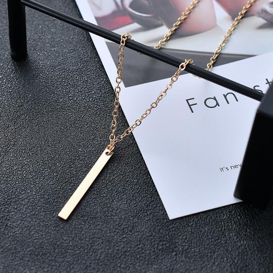 Women Metal Bar Charm Dangle Chain Pendant Necklace