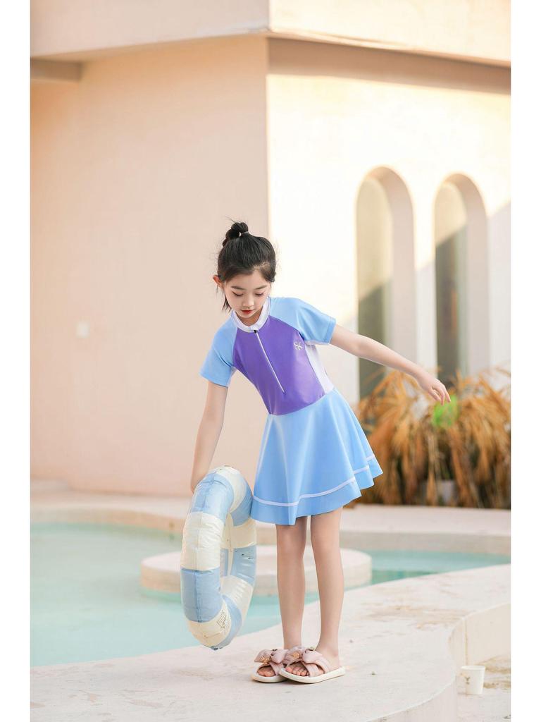 Спортивный слитный купальник для девочек в стиле юбки для тренировок и горячих источников