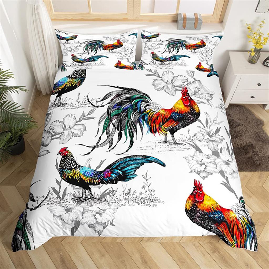 Farm 3D Chicken Duvet Cover Rooster Goose Duck for Kid Teen Women Men Gifts Farmhouse Animals for Bedroom Decorations Queen King