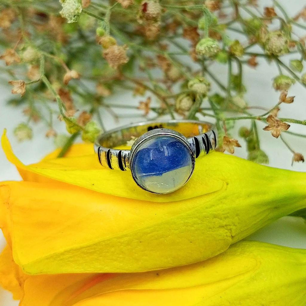 Opalite Gemstone 925 Sterling Silver Plated Ring Jewelry PQY-IJ10690