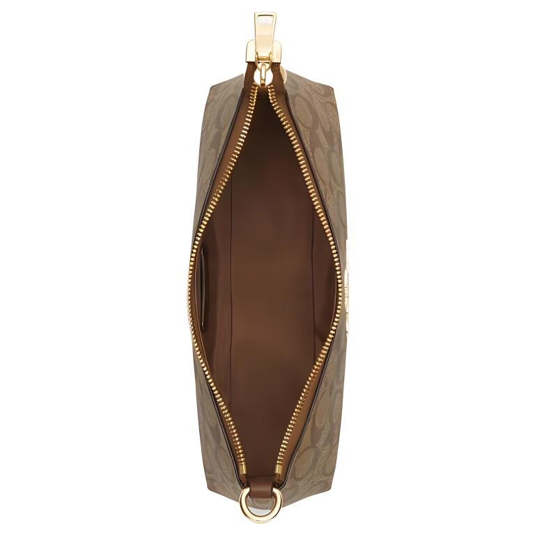 New COACH Charlotte Leather Baguette Bag, One Shoulder Handbag Medium Size Women's Brown CL405-IMBDX