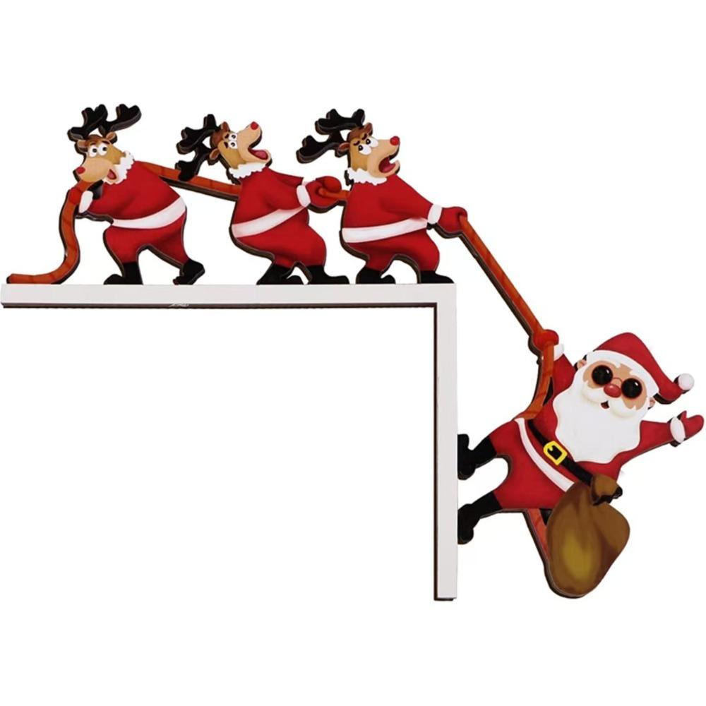 Santa Claus Christmas Decorative Corner Sign Elk Holiday Door Decorations Xmas Ornaments