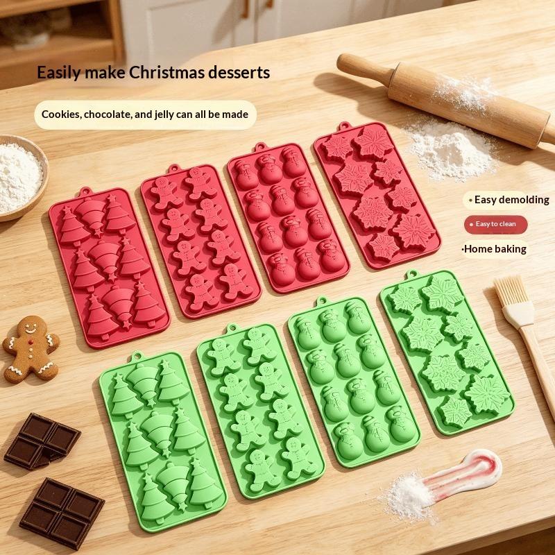 Silicone Christmas Baking Molds Food Safe Non-Stick Reusable for Home Xmas Holiday Homemade Pastry Baking