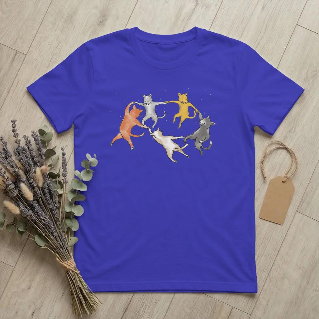 Unisexs TShirt Dancing Cats Cute Meme Funny Cotton Tee Shirt Short Sleeve Cartoon T Shirts Round Neck Clothing Summer
