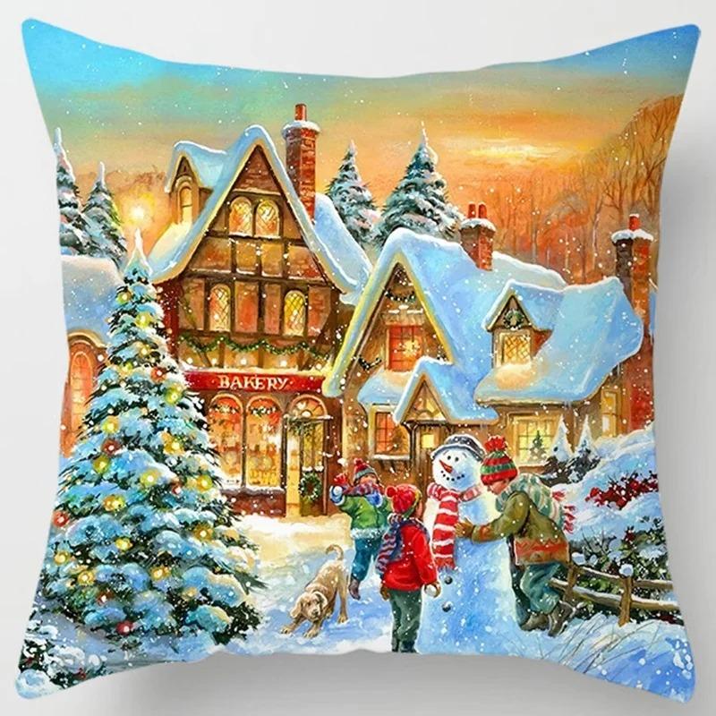 Наволочки с рождественской тематикой Аксессуары для автомобиля Офис Санта-Клаус Гостиная Диван Домашние наволочки