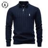 Ralph Lauren 2026 Осень-Зима Вышивка Новый Полосатый Жаккардовый Мужской Свитер Большого Размера, Свитер в Деловой Стиле с Воротником-стойкой и Молнией на половину