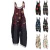 Women's Jumpsuit  Print Casual Loose Vintage Shoulder Strap Cotton Linen