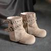 Autumn and Winter New Anti-velvet Short Boots Children's Belt Buckle Medium Heel Low Boots Versatile Women's Boots
